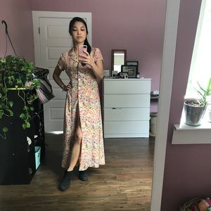 Vintage floral button down dress